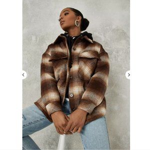 Petite Brown Plaid Shacket
